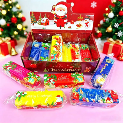 Christmas Butter PU Squishy Toy, Harmonica Shaped Slow Rising Fidget Toy, Xmas Santa Printed Squeeze Toy, Christmas Stocking Stuffer Holiday Gift for Kids & Adults