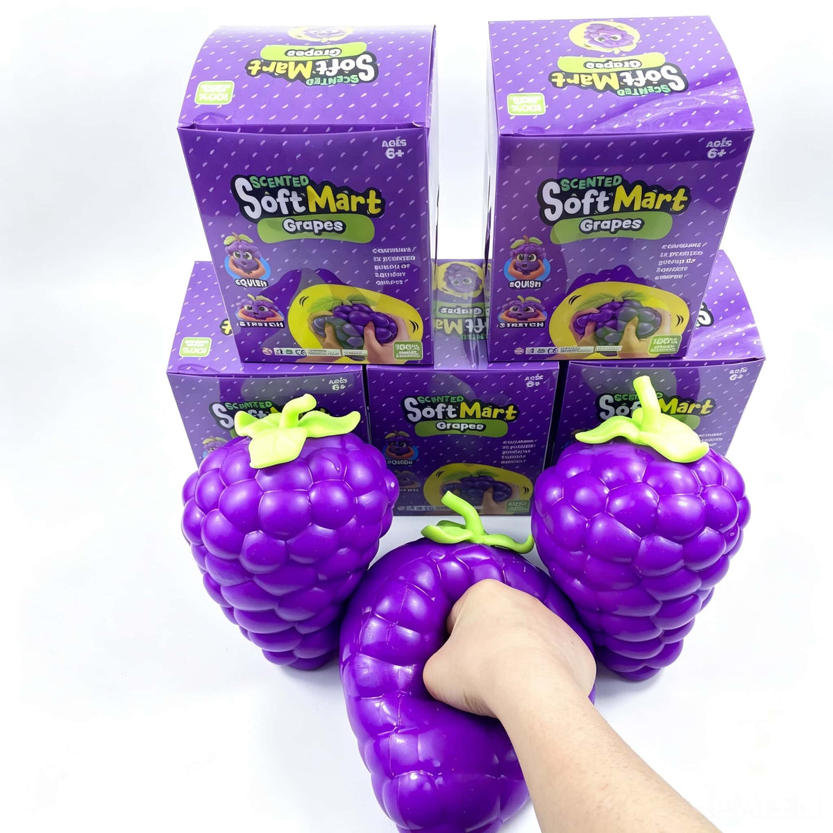 Jumbo Purple Grape Squishy Fidget Toy, Scented Flour Filled TPR Soft Squeeze Sensory Stress Relief Novelty Fruit Toy For Kids Adults Prank Gift