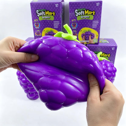 Jumbo Purple Grape Squishy Fidget Toy, Scented Flour Filled TPR Soft Squeeze Sensory Stress Relief Novelty Fruit Toy For Kids Adults Prank Gift