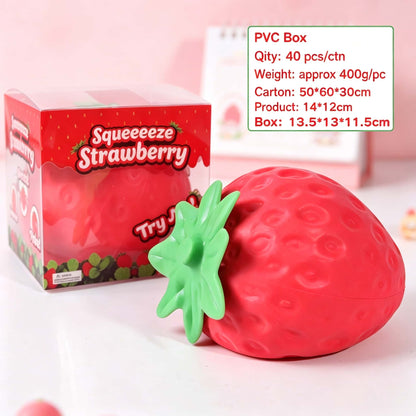 Giant Strawberry Squishy Fidget Toy, Flour Filled Super Soft Squeeze Stress Relief Toy Large Fruit Sensory Decompression Toy For Kids Adults