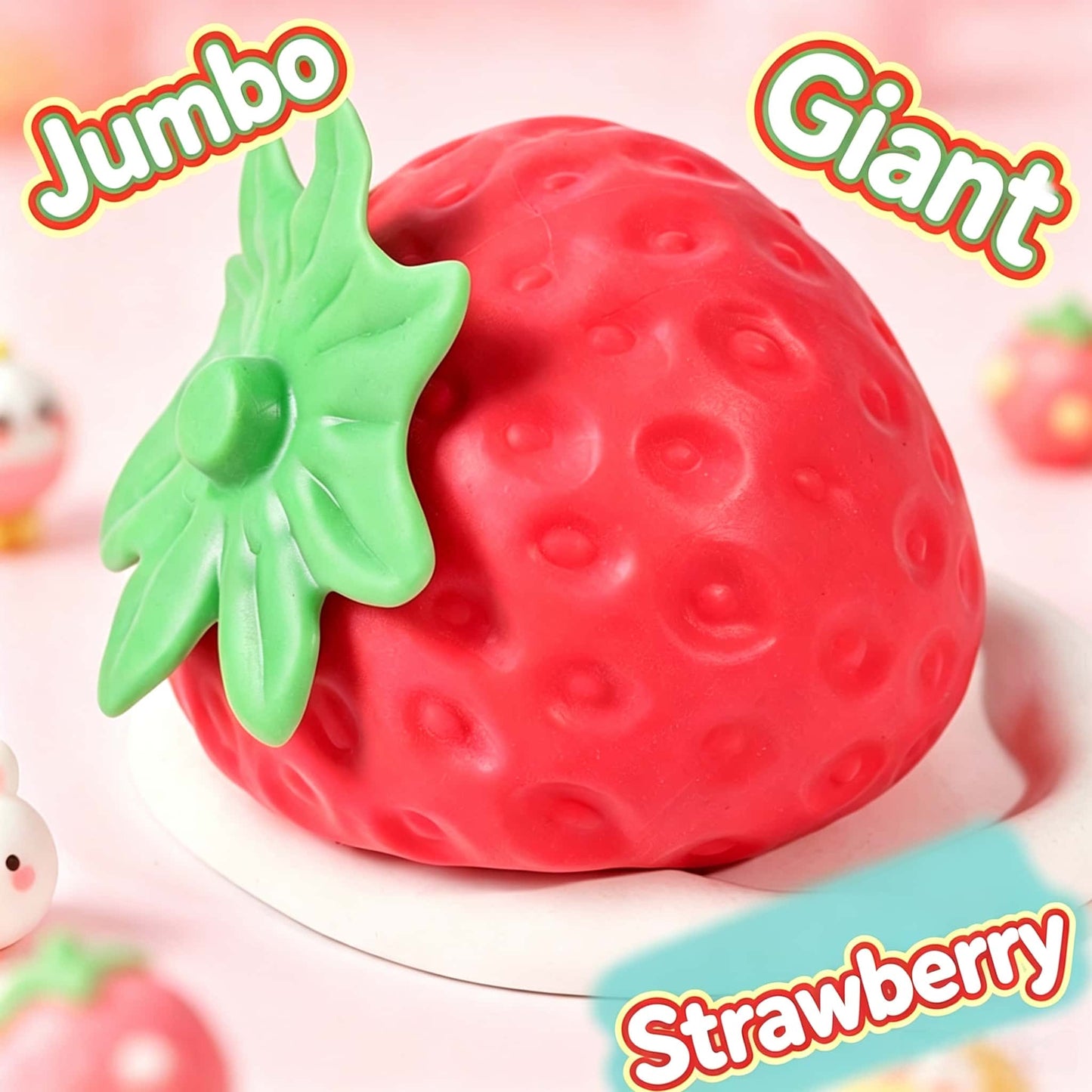 Giant Strawberry Squishy Fidget Toy, Flour Filled Super Soft Squeeze Stress Relief Toy Large Fruit Sensory Decompression Toy For Kids Adults