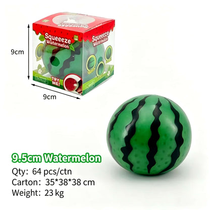 Jumbo Watermelon Squeeze Stress Ball, Bead Filled TPR Squish Fidget Toy, Squeezable Stress Relief Sensory Toy With Retail Box For Kids Adults