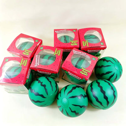 Jumbo Watermelon Squeeze Stress Ball, Bead Filled TPR Squish Fidget Toy, Squeezable Stress Relief Sensory Toy With Retail Box For Kids Adults