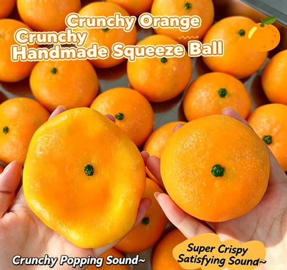 Crunchy Orange Squeeze Fidget Toy, Crispy Crackling Sound TPR Squish Stress Squeeze Ball, Novelty Venting Sensory Toy for Kids Teens Adults