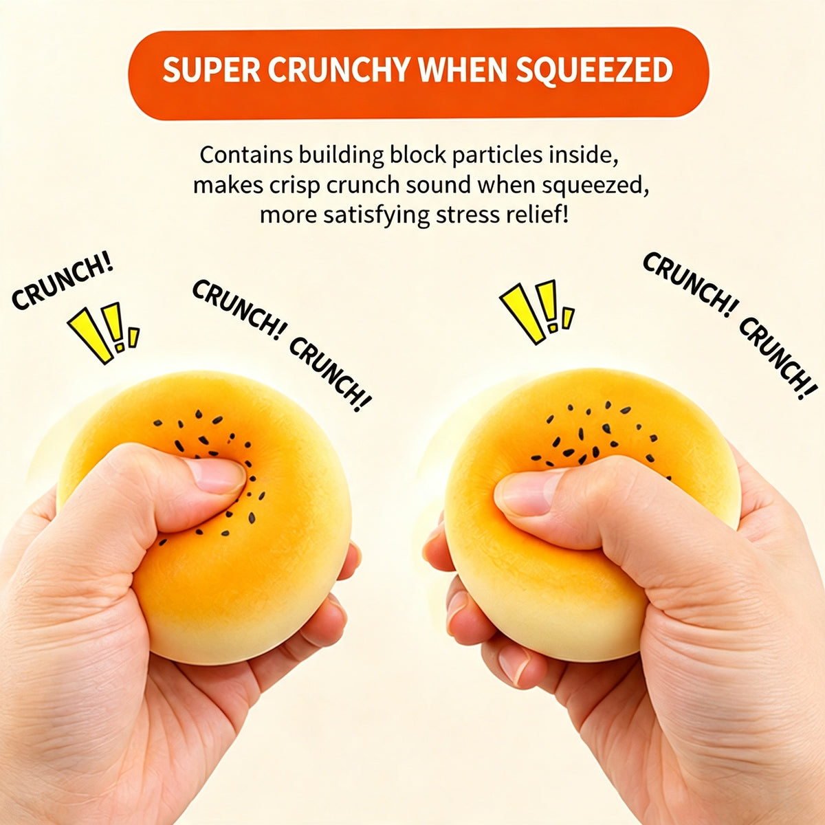 Egg Yolk Pastry Building Block Squishy Ball, Crunch Sound Mouldable Slow Rebound Stress Relief Fidget Squeeze Toy