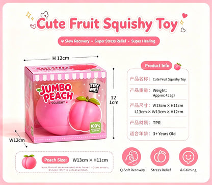 Jumbo Peach Squishy Toy, Super Soft TPR Flour‑Filled Dough‑Like Fidget Toy, Stress‑Relief Squeeze Toy for Kids & Adults