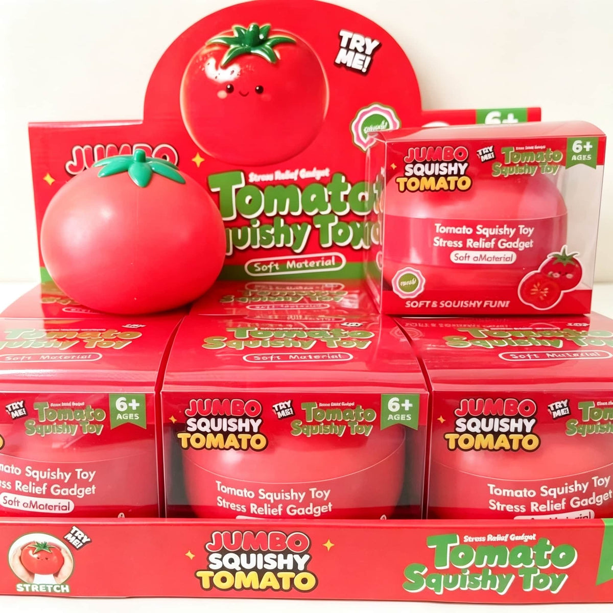 Jumbo Tomato Squishy Toy, TPR Flour Filled Squeeze Stress Relief Fidget Toy, Soft Stretch Squish Ball for Kids Adults