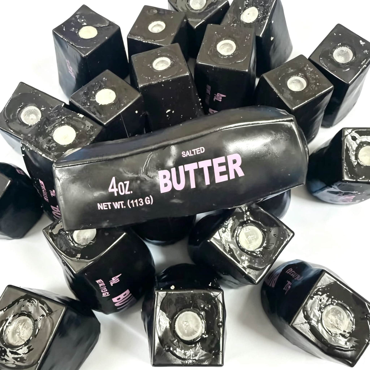 Crunch Butter Squishy Toy, NEW Black Color! 4OZ Simulation Butter Bar Crunchy Squeeze Fidget Sensory Toy, Black / Pink / Mint Blue