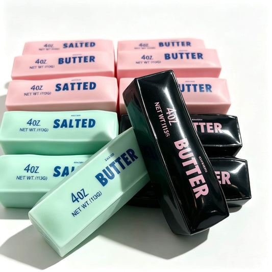Crunch Butter Squishy Toy, NEW Black Color! 4OZ Simulation Butter Bar Crunchy Squeeze Fidget Sensory Toy, Black / Pink / Mint Blue