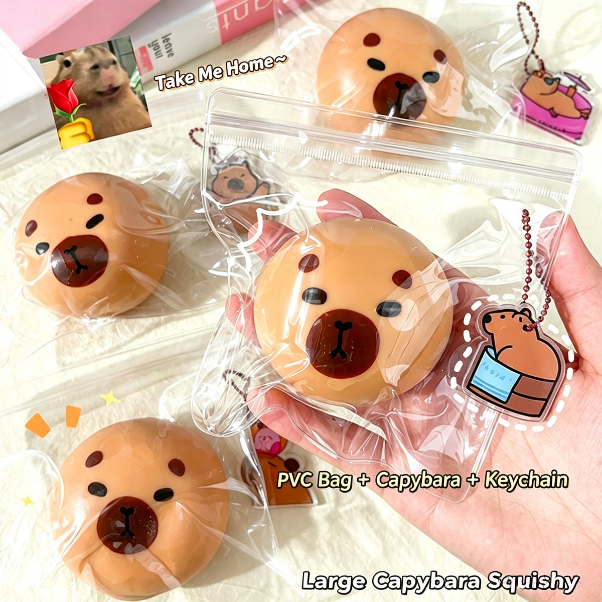 Large Capybara Squishy Toy, Soft Slow Rebound Fidget Stress Relief Squeeze Toy