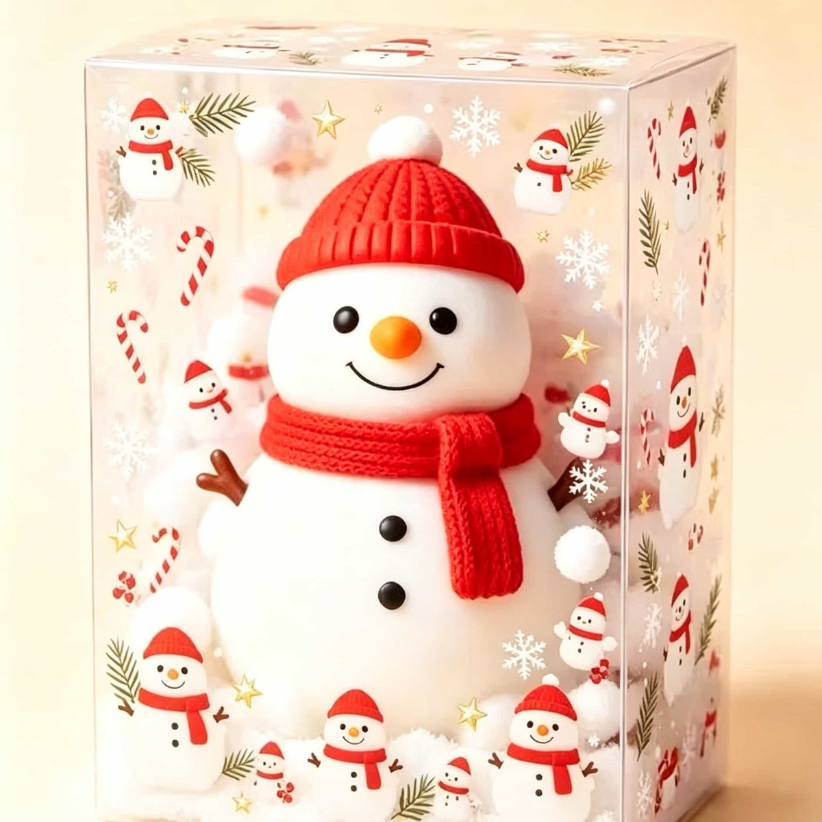 Christmas Snowman TPR Flour Squishy Fidget Toy, Cute Squeeze Stress Relief Toy with Clear Gift Box for Christmas Holiday Gift