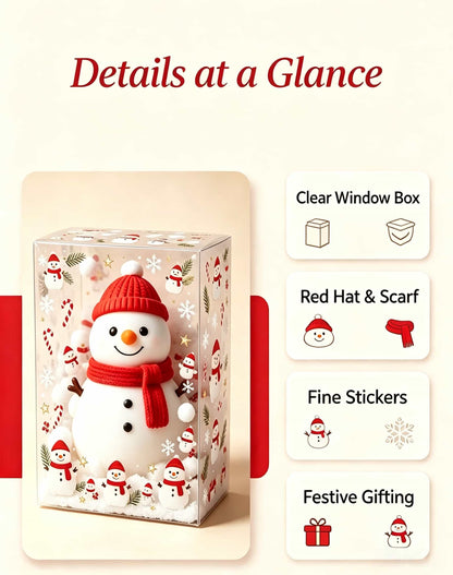 Christmas Snowman TPR Flour Squishy Fidget Toy, Cute Squeeze Stress Relief Toy with Clear Gift Box for Christmas Holiday Gift