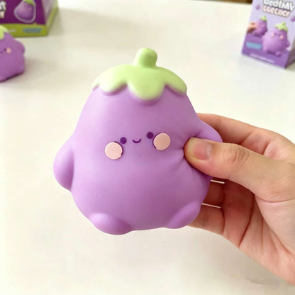Cute Eggplant Squishy Toy, 17cm TPR Flour Fidget Squishy, Soft Slow Rising Stress Relief Squeeze Toy for Kids Adults, Cute Kawaii Eggplant Sensory Decompression Gift