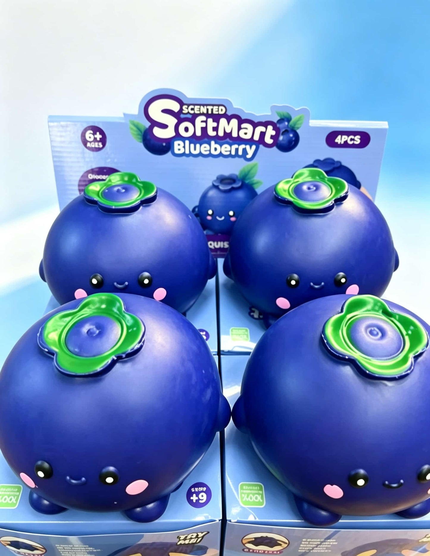 Jumbo Scented Blueberry Squishy Toy, Large TPR Flour Slow‑Rising Squeeze Fidget Toy, Kawaii Fruit Stress Relief Sensory Decompression Toy for Kids Adults, Bulk 4PCS Set Available