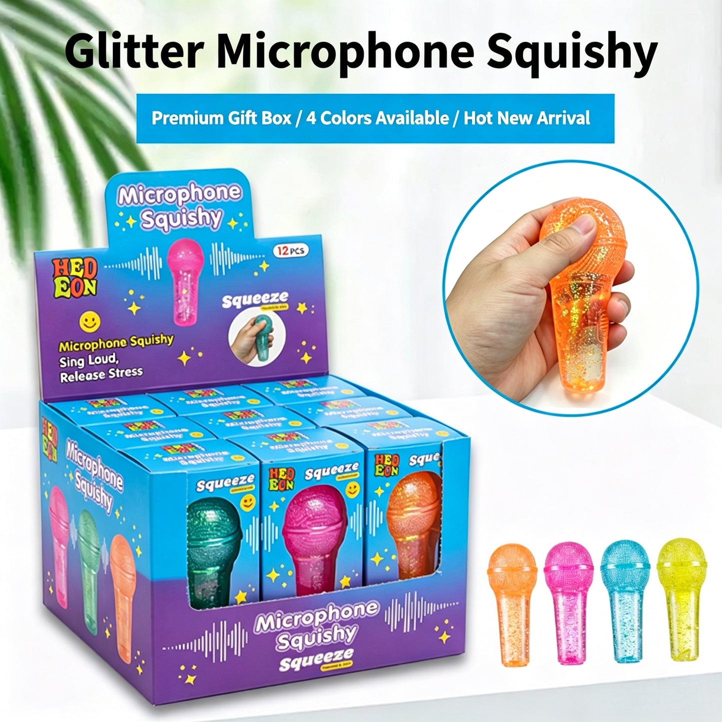 Glitter Microphone Squishy Toy Slow Rebound Maltose Stress Relief Fidget Toy for Kids Adults