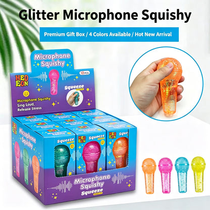 Glitter Microphone Squishy Toy Slow Rebound Maltose Stress Relief Fidget Toy for Kids Adults