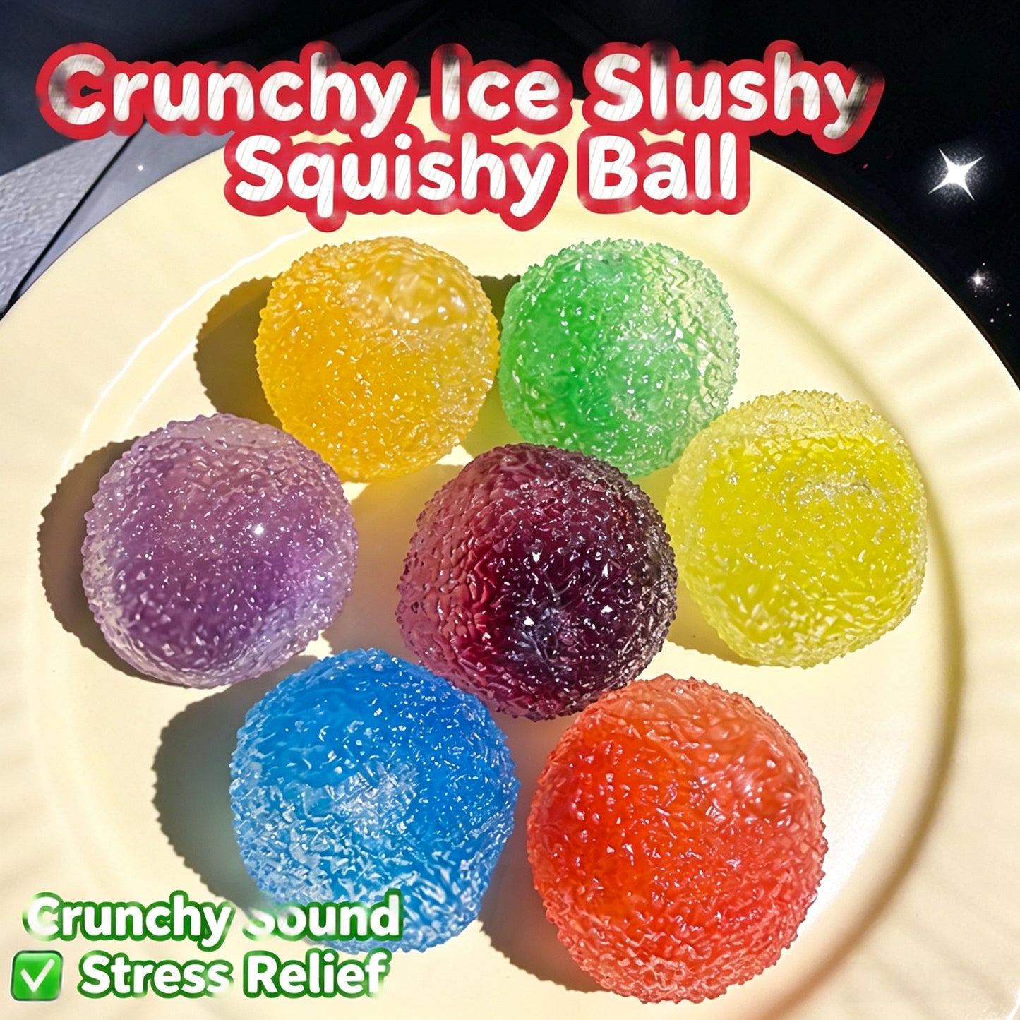 Crunch Ice Slushy Squishy Ball Non-Rebound Fidget Toy, Plasticine Moldable Stress Relief Squeeze Toy for Kids Adults