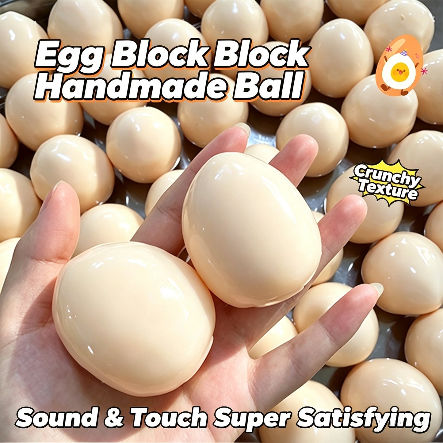 Crunch Egg Beaker Squishy Toy Crackly Sound Flour Filled Stress Relief Squeeze Fidget Toy