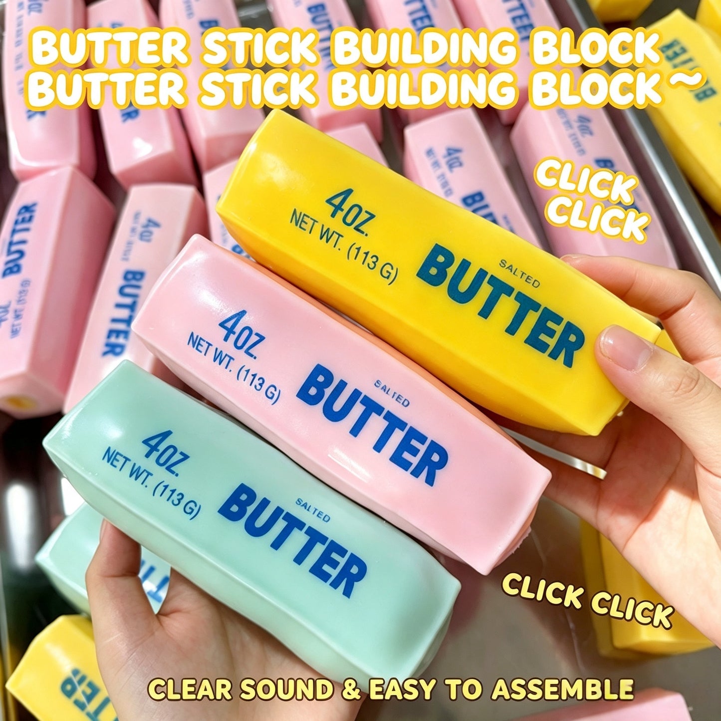 Crunchy Butter Block Squishy | Sound Squeeze Fidget Toy
