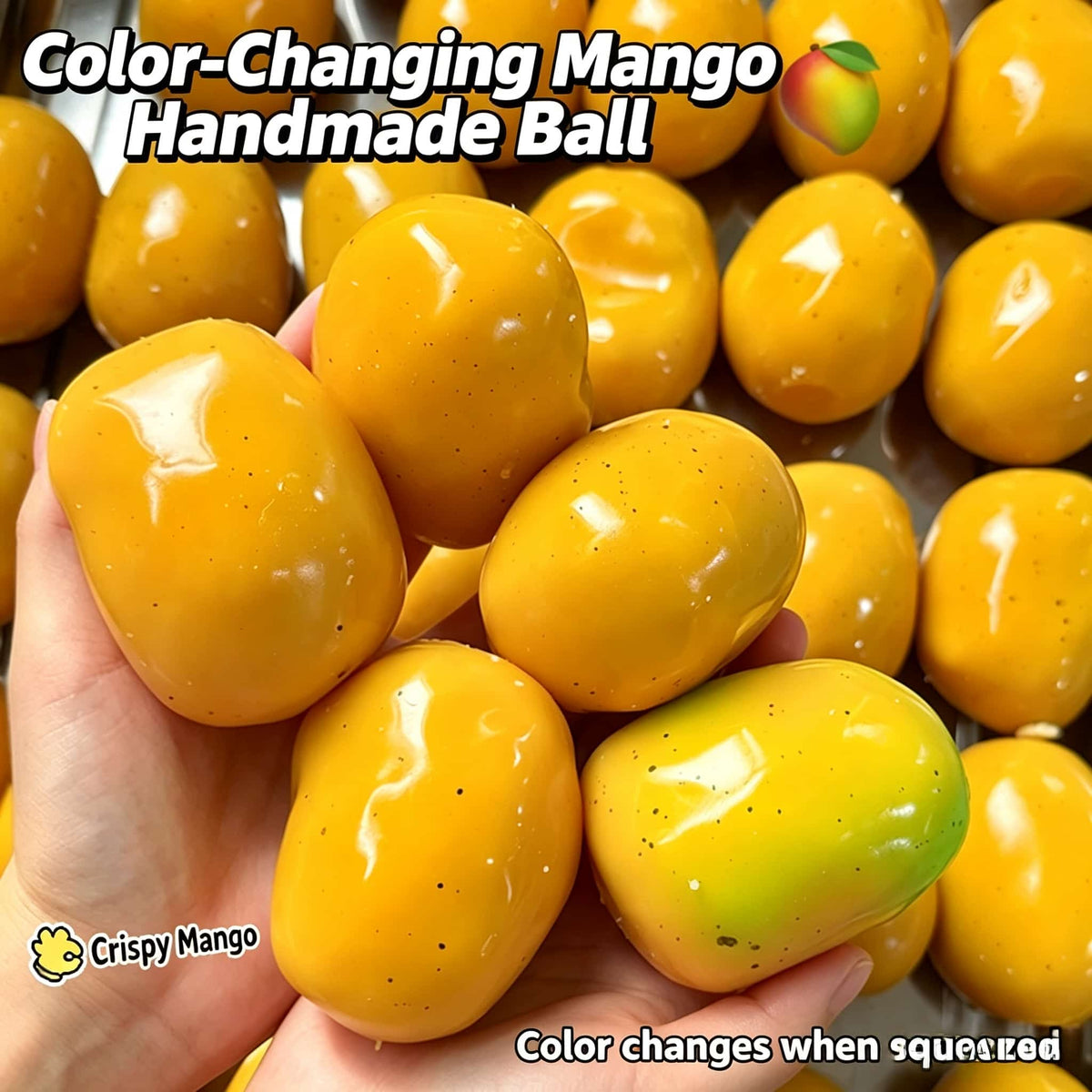 Color Changing Mango Squish Ball Crunch Crackling ASMR Fidget Sensory Toy