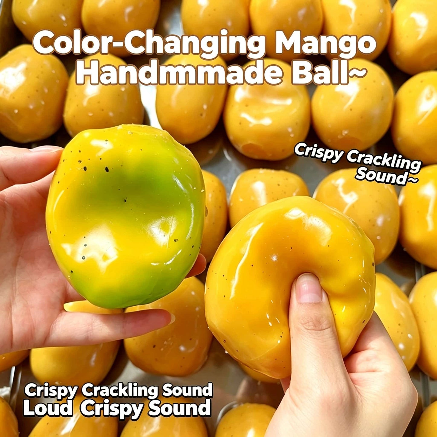 Color Changing Mango Squish Ball Crunch Crackling ASMR Fidget Sensory Toy