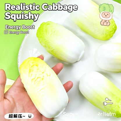 Simulation Cabbage Squishy Fidget Toy, Soft TPR Squeeze Stress Relief Toy, Fake Vegetable Decompression Toy for Kids Adults