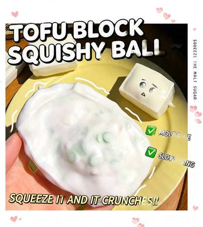 Crunch Sound Tofu Block Squishy Toy, Squeeze Sensory Fidget Toy, Viral TikTok Squishy for Anxiety Relief