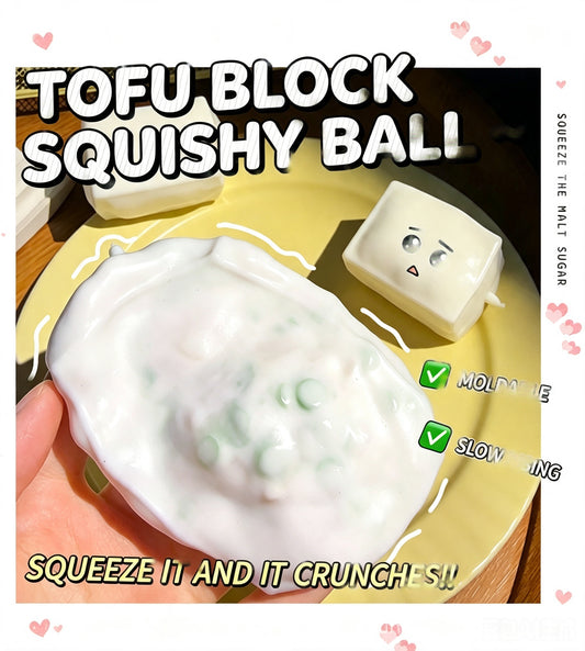 Crunch Sound Tofu Block Squishy Toy, Squeeze Sensory Fidget Toy, Viral TikTok Squishy for Anxiety Relief