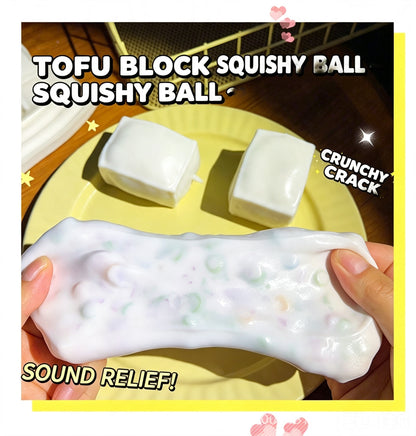 Crunch Sound Tofu Block Squishy Toy, Squeeze Sensory Fidget Toy, Viral TikTok Squishy for Anxiety Relief