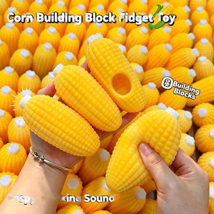Crinkle Bone Filled Corn Squishy Toy, ASMR Satisfying Pop Squeeze Sensory Fidget Stress Relief Toy