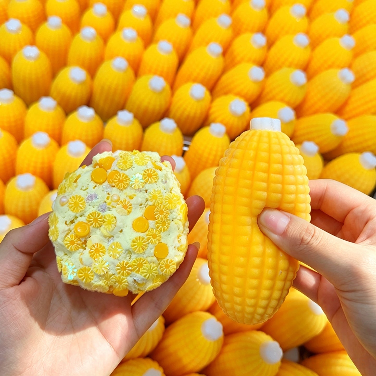 Crinkle Bone Filled Corn Squishy Toy, ASMR Satisfying Pop Squeeze Sensory Fidget Stress Relief Toy