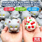 Crunchy Angry Cat Building‑Block Squish Ball, Mouldable Slow‑Rebound Stress Squeeze Fidget Toy