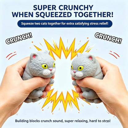 Crunchy Angry Cat Building‑Block Squish Ball, Mouldable Slow‑Rebound Stress Squeeze Fidget Toy