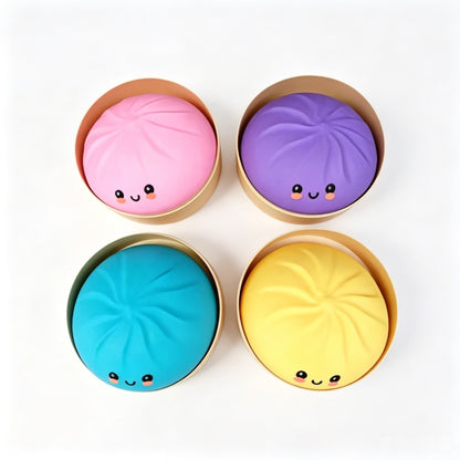 25CM Giant Squishy Bun Toy With Steamer, Super Soft Stress Relief Squeeze Toy