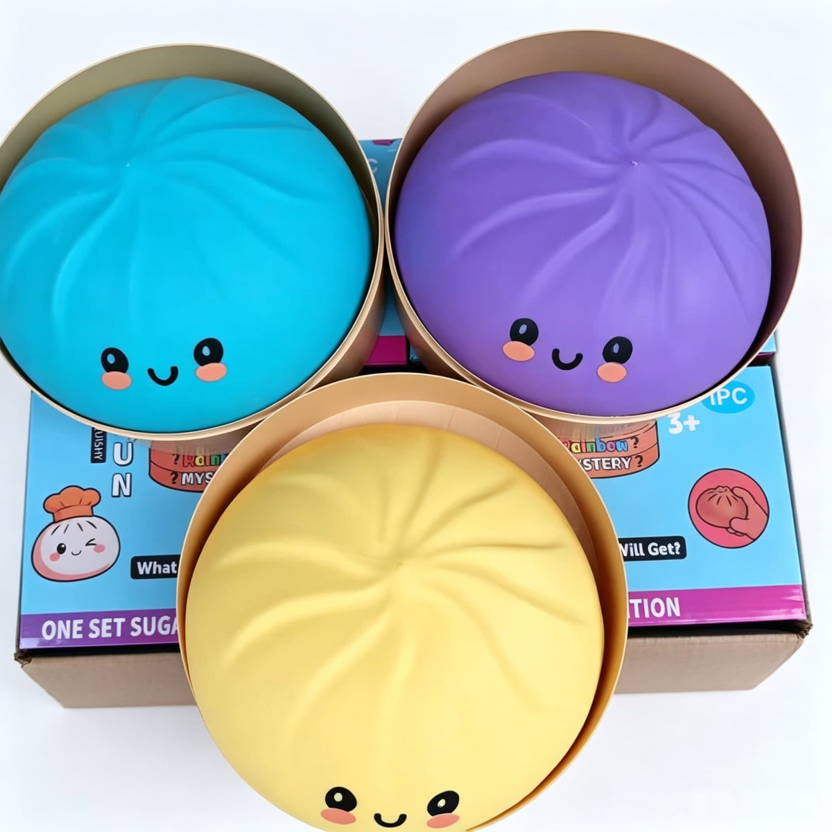 25CM Giant Squishy Bun Toy With Steamer, Super Soft Stress Relief Squeeze Toy