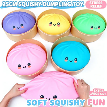 25CM Giant Squishy Bun Toy With Steamer, Super Soft Stress Relief Squeeze Toy