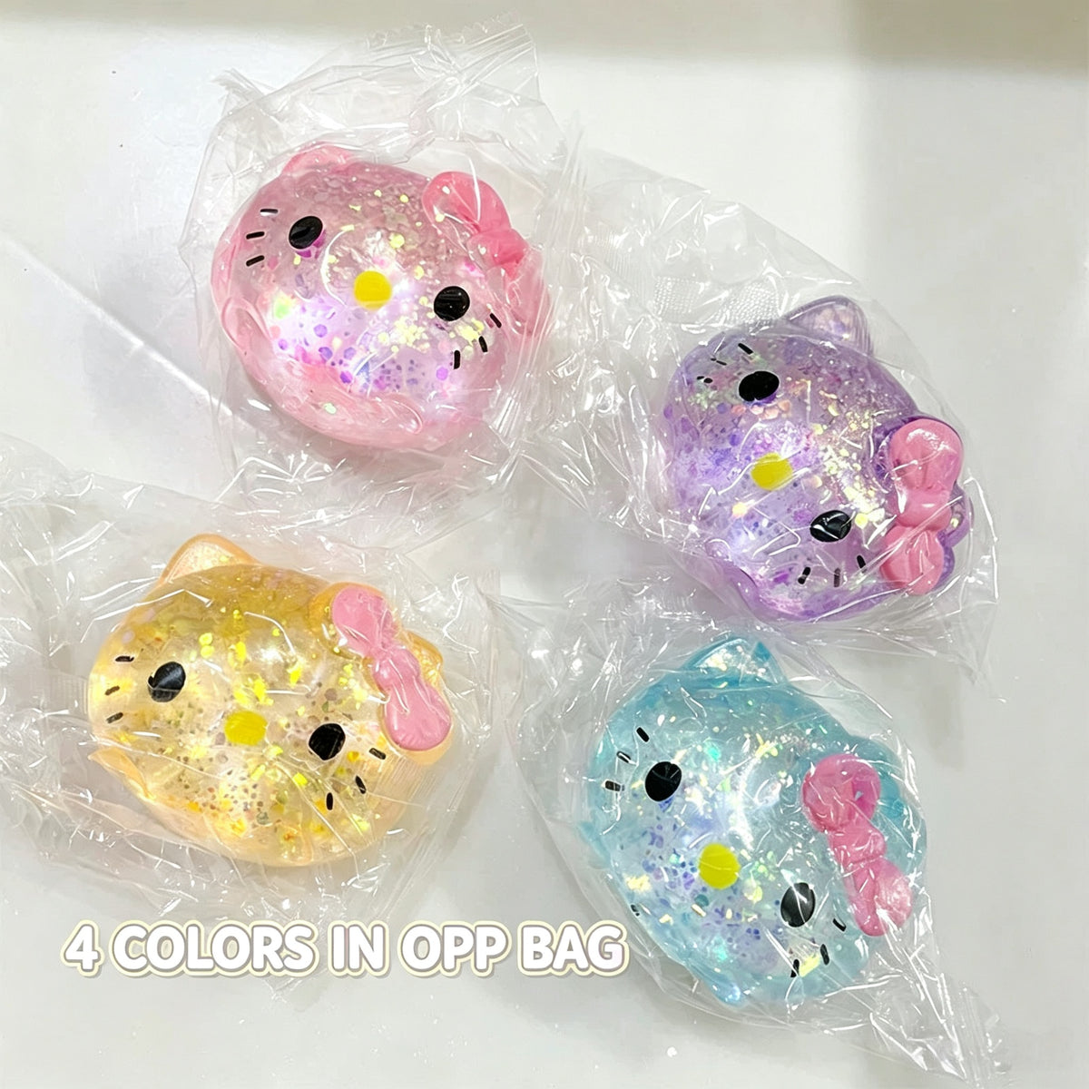 Cute Cat Kitty Glitter Malt Sugar Squishy Squeeze Toy, Slow Rebound Stress Relief Fidget Toy