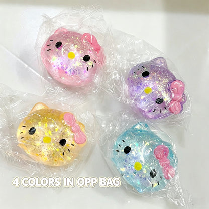 Cute Cat Kitty Glitter Malt Sugar Squishy Squeeze Toy, Slow Rebound Stress Relief Fidget Toy