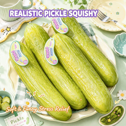Giant Pickle Squishy Fidget Toy, Slow Rising Dill Pickle Squeeze Stress Relief Toy, Funny Food Shape Sensory Decompression Toy for Kids Adults Gag Gift
