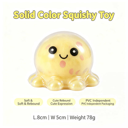 Crunch Octopus Squishy Fidget Toy, Clear PVC Shell Stress Relief Squeeze Toy, Kawaii Octopus Sensory Toy for Adults Kids, Desk Decor & Party Gift