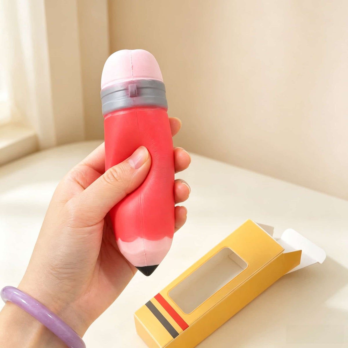 Pencil Squishy Fidget Toy, TPR Flour‑Filled Slow Rebound Squeeze Stress Relief Toy for Kids & Adults