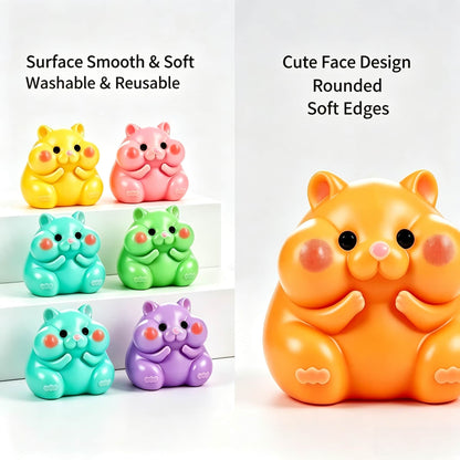 Cute Hamster Squishy Toy, TPR Shell Flour Filled Slow Rising Squeeze Fidget Toy, Kawaii Stress Relief Sensory Toy for Kids Adults, Colorful Decompression Desk Gift