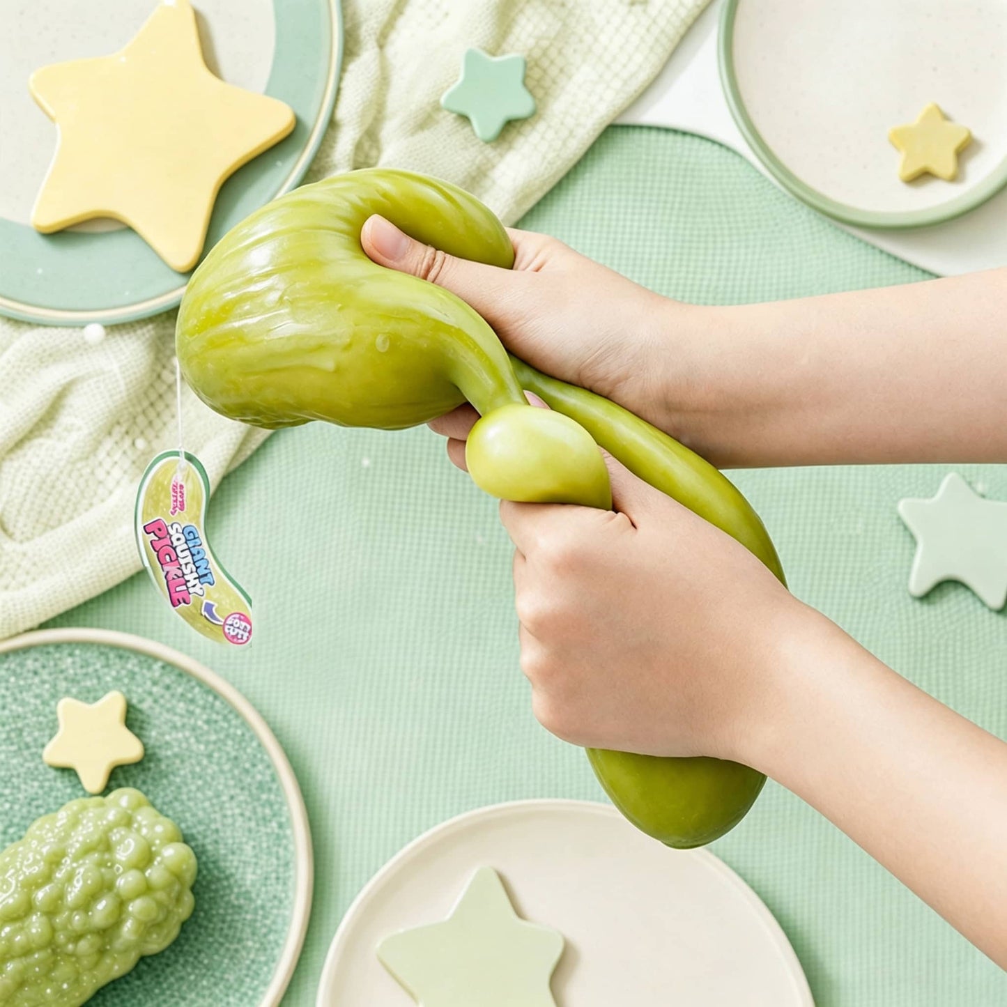 Giant Pickle Squishy Fidget Toy, Slow Rising Dill Pickle Squeeze Stress Relief Toy, Funny Food Shape Sensory Decompression Toy for Kids Adults Gag Gift