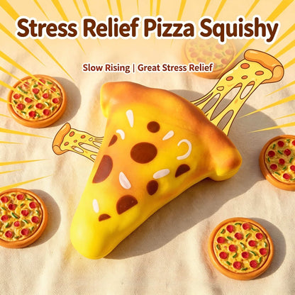 Giant Pizza Slice Squishy Fidget Toy, 19CM Realistic Food Squeeze Stress Relief Toy, Soft TPR Slow‑Rising Sensory Decompression Toy for Kids Adults Funny Gag Desk Decor Gift