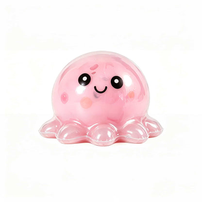 Crunch Octopus Squishy Fidget Toy, Clear PVC Shell Stress Relief Squeeze Toy, Kawaii Octopus Sensory Toy for Adults Kids, Desk Decor & Party Gift