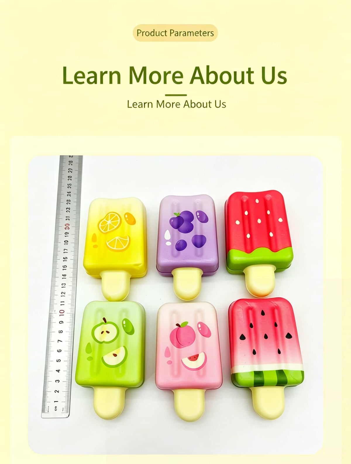 Fruit Popsicle Squishy Toy, Slow Rising PU Stress Relief Ice Cream Squeeze Toy, 6 Styles Assorted