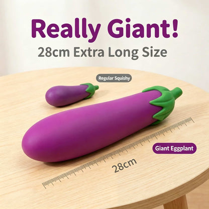 Giant Eggplant Squishy Fidget Toy, 28cm Large Soft TPR Stress Relief Squeeze Toy for Adults & Kids