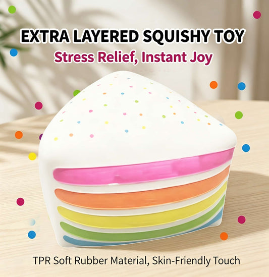 Giant Layer Cake Squishy Fidget Toy, 14.5cm Large TPR Flour‑Filled Stress Relief Squeeze Toy for Kids & Adults