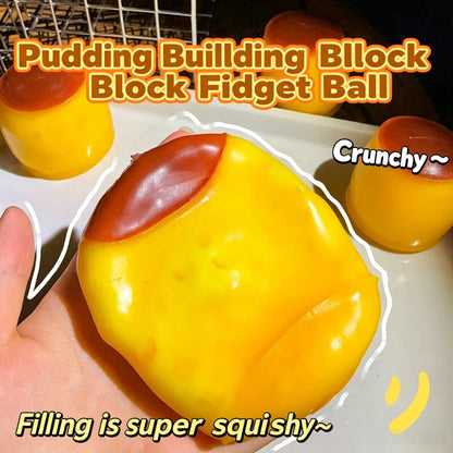 Crunchy Pudding Building Block Squishy | Filled Squeeze Stress Ball