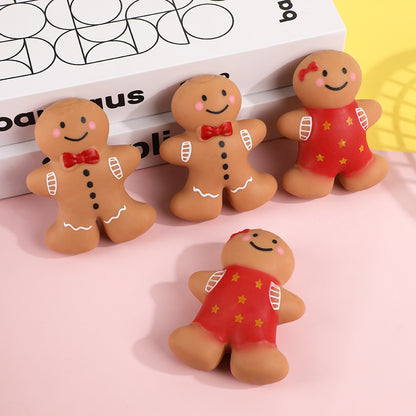 Gingerbread Man Squishy Toy Soft TPR Stretchable Cute Christmas Character Stress Relief Fidget Toy for Kids